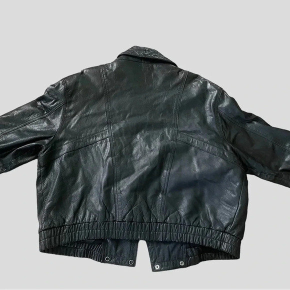Vtg 80's BERMAN'S Black Leather Heavy Motorcycle Biker Punk Jacket! Size Large - Picture 4 of 10